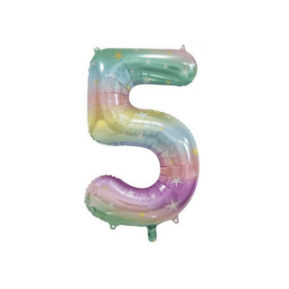 Giant Pastel Rainbow Number Balloon - INFLATED