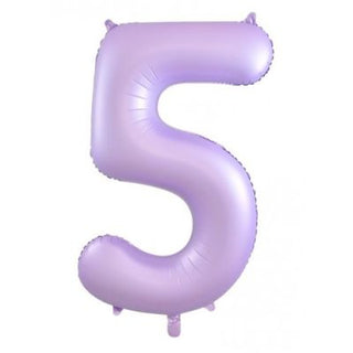 Giant Pastel Lilac Number Foil Balloon - INFLATED