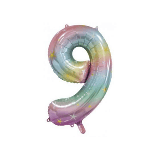 Giant Pastel Rainbow Number Balloon - INFLATED