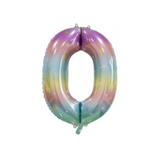Giant Pastel Rainbow Number Balloon - INFLATED