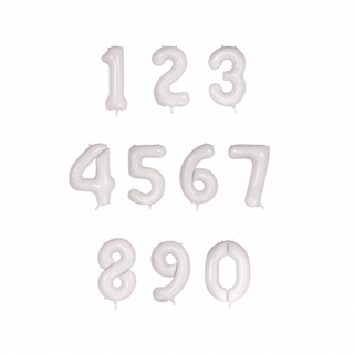 Giant White Number Foil Balloon - INFLATED