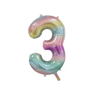 Giant Pastel Rainbow Number Balloon - INFLATED