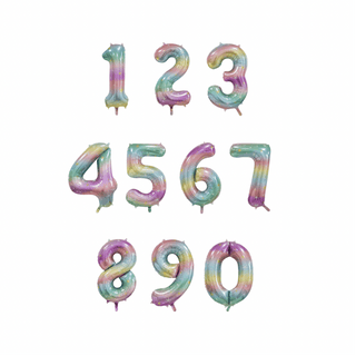 Giant Pastel Rainbow Number Balloon - INFLATED