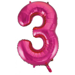 Giant Magenta Number Foil Balloon - INFLATED