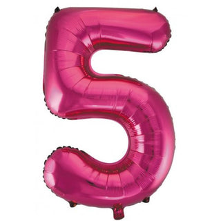Giant Magenta Number Foil Balloon - INFLATED