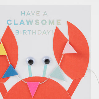 Crab With Bunting Birthday Card