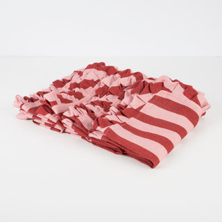 Red & Pink Stripe Ruffle Fabric Napkins