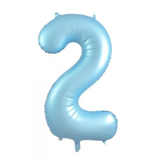 Giant Pastel Blue Number Foil Balloon - INFLATED
