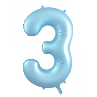 Giant Pastel Blue Number Foil Balloon - INFLATED