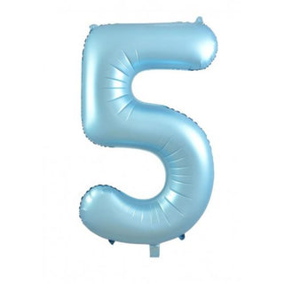 Giant Pastel Blue Number Foil Balloon - INFLATED