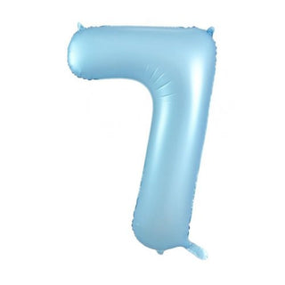Giant Pastel Blue Number Foil Balloon - INFLATED