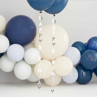 Silver Happy Birthday Balloon Tails (Pack of 5) - BAM Party and Events
