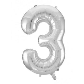 Giant Silver Number Foil Balloon - INFLATED