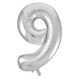 Giant Silver Number Foil Balloon - INFLATED
