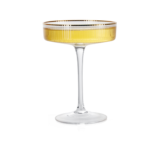 Art Deco Crystal Coupe Ribbed Glasses - Set of 4