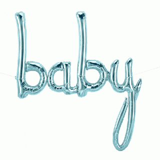 Pastel Blue "Baby" Script Foil Balloon