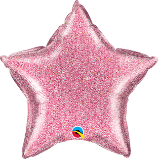 20" Glittergraphic Pink Star Foil Balloon