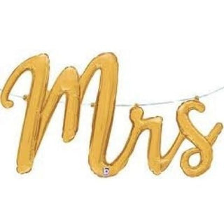 Gold "Mrs" Script Foil Balloon