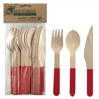 Wooden Cutlery Set Red