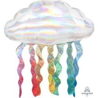 Holographic Iridescent Cloud With Streamers Foil Balloon
