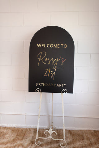 Black Arch Custom Welcome Sign HIRE