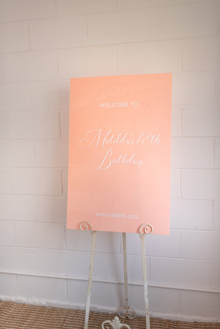Peach Rectangle Custom Welcome Sign HIRE