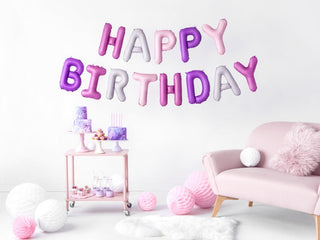 Pink & Purple Happy Birthday Foil Balloons