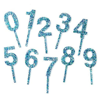 Ice Blue Number Cake Toppers