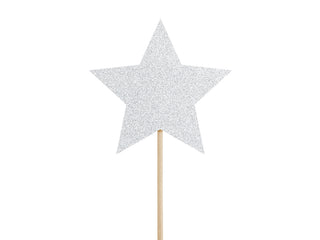 Silver Stars Cupcake Toppers