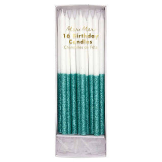 Green Glitter Dipped Candles