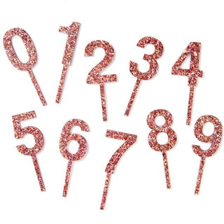 Rose Pink Number Cake Toppers