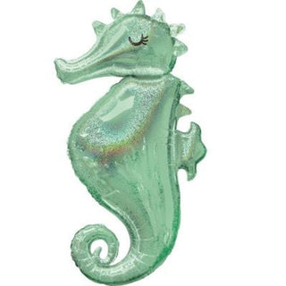 Holographic Mermaid Wishes Seahorse Foil Balloon - BAM Party and Events