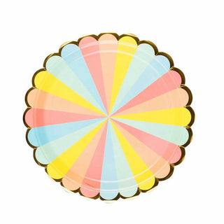 Striped Paper Plates - Rainbow Candy