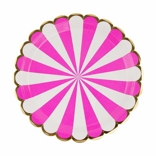 Striped Paper Plates - Hot Pink