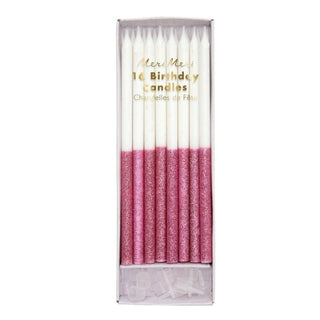 Pink Glitter Dipped Candles