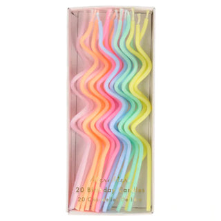 Mixed Pastel Rainbow Swirly Candles