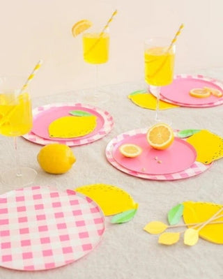 Oh Happy Day Neon Rose Gingham Large Plates