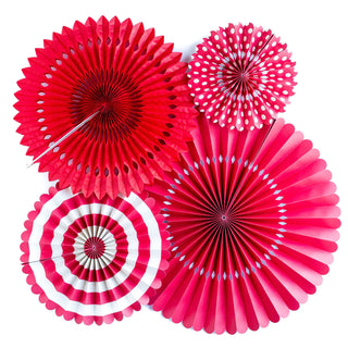 Red Party Fans - 4 Pack