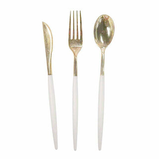 Two Tone Gold Cutlery Set - White