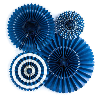 Navy Party Fans - 4 Pack