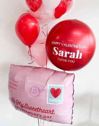 Valentine's Day Personalised Balloon Bunch - INFLATED